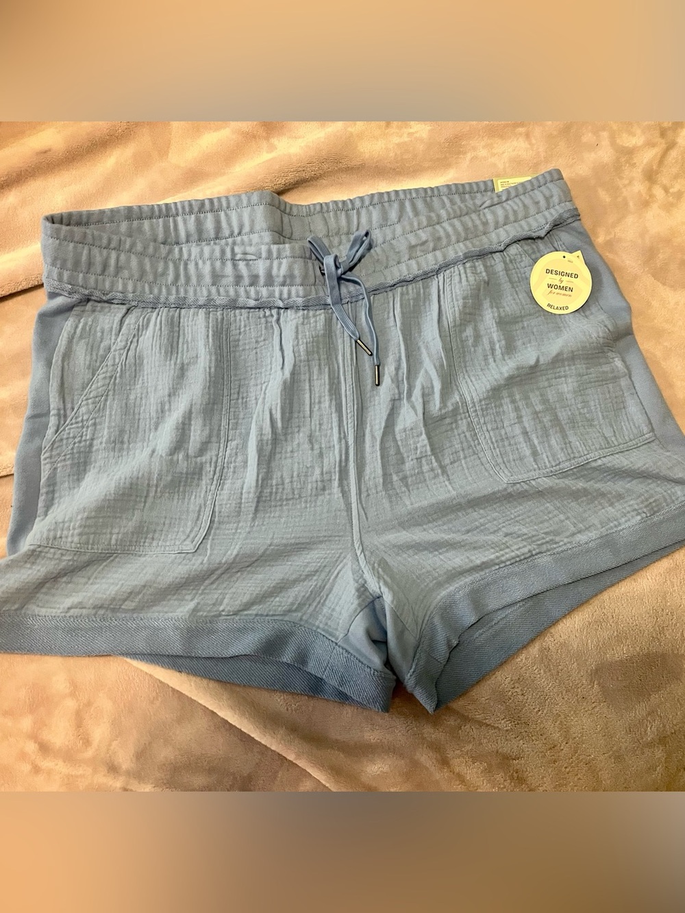 Relaxed Women’s Drawstring Shorts - Light Blue